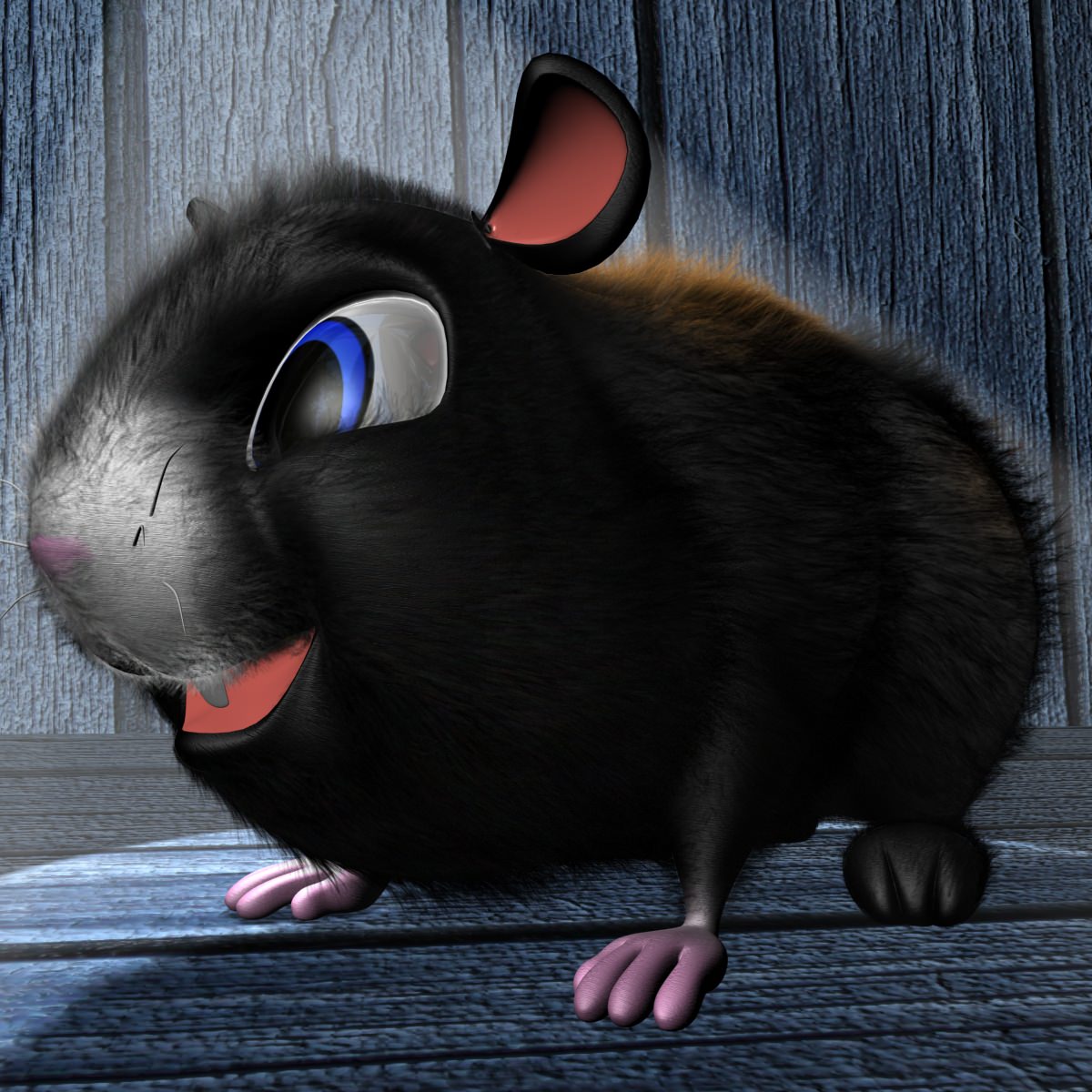 Cartoon Hamster Rigged Low-poly 3D model_4