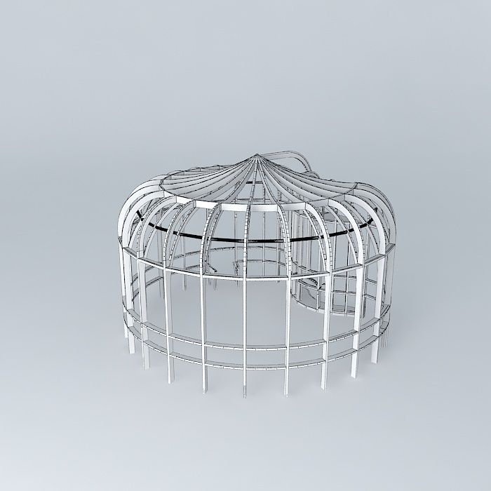 Structure of wood for auditorium Free 3D model_4