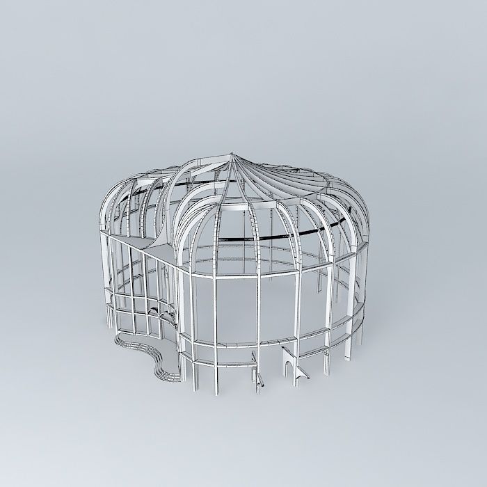 Structure of wood for auditorium Free 3D model_3