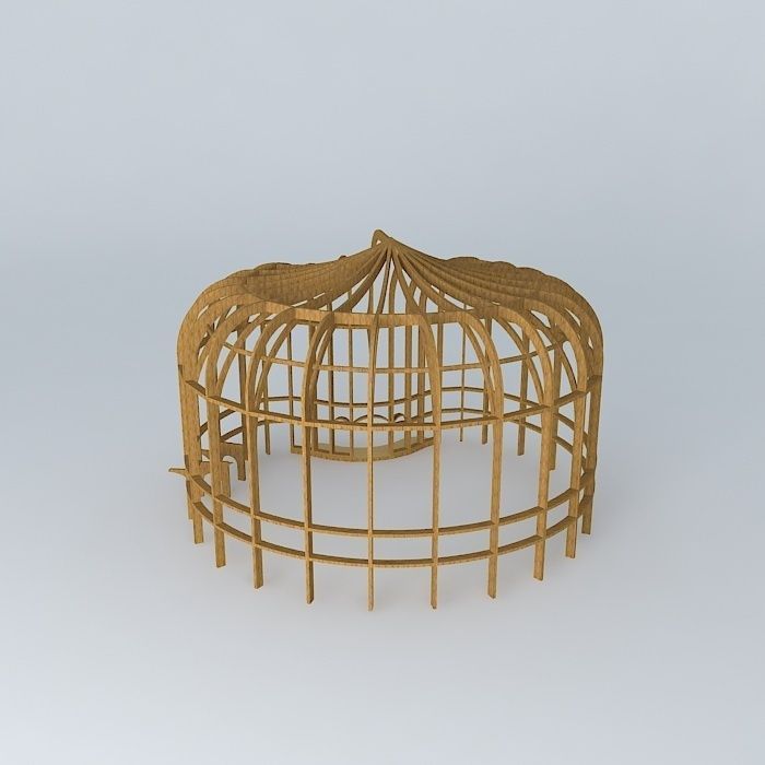 Structure of wood for auditorium Free 3D model_2