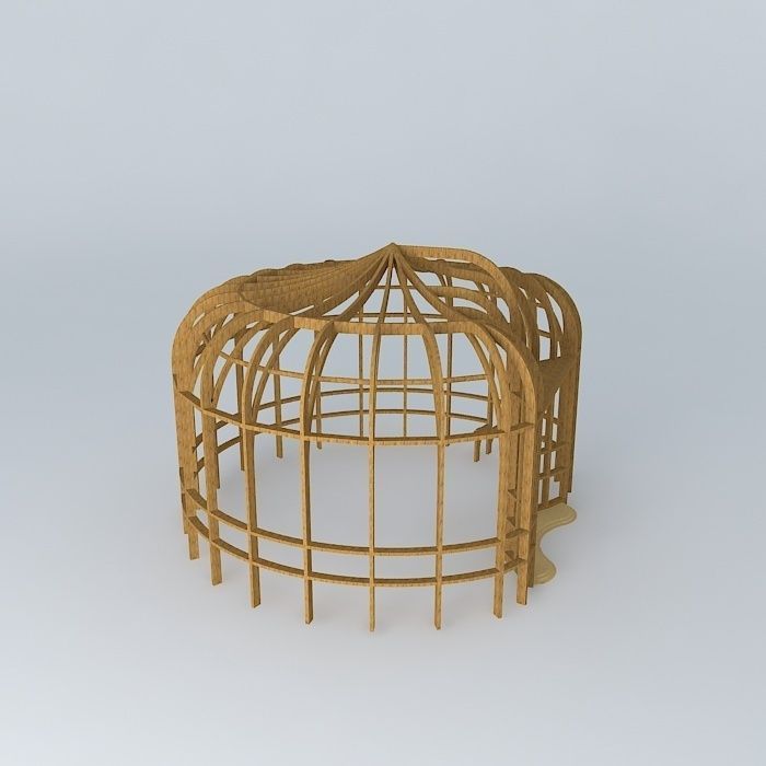Structure of wood for auditorium Free 3D model_1