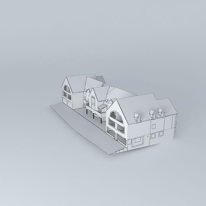 Residence house Free 3D model_4