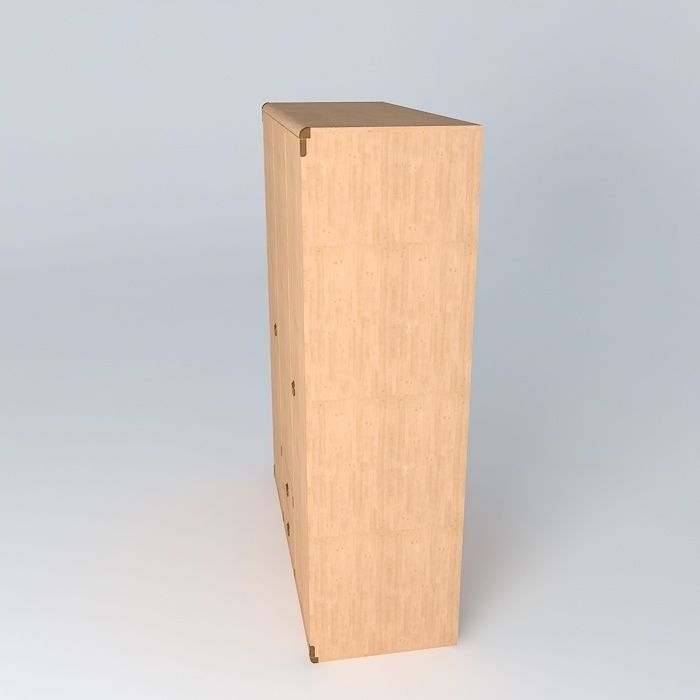Red Pine Wardrobe 3D model_2