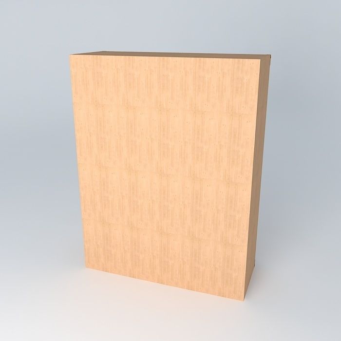 Red Pine Wardrobe 3D model_1