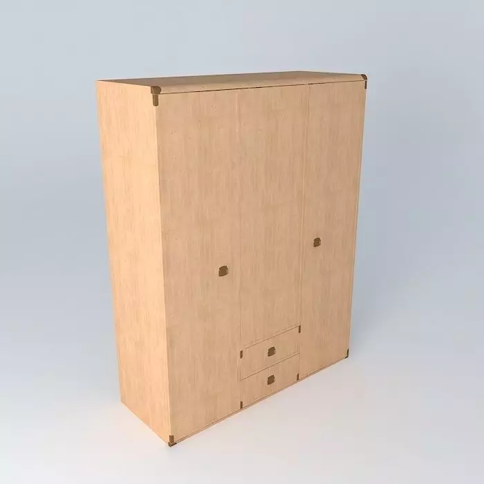Red Pine Wardrobe 3D model_0