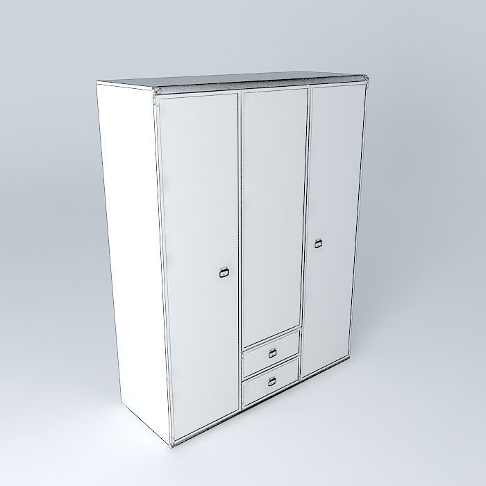 Red Pine Wardrobe 3D model_3