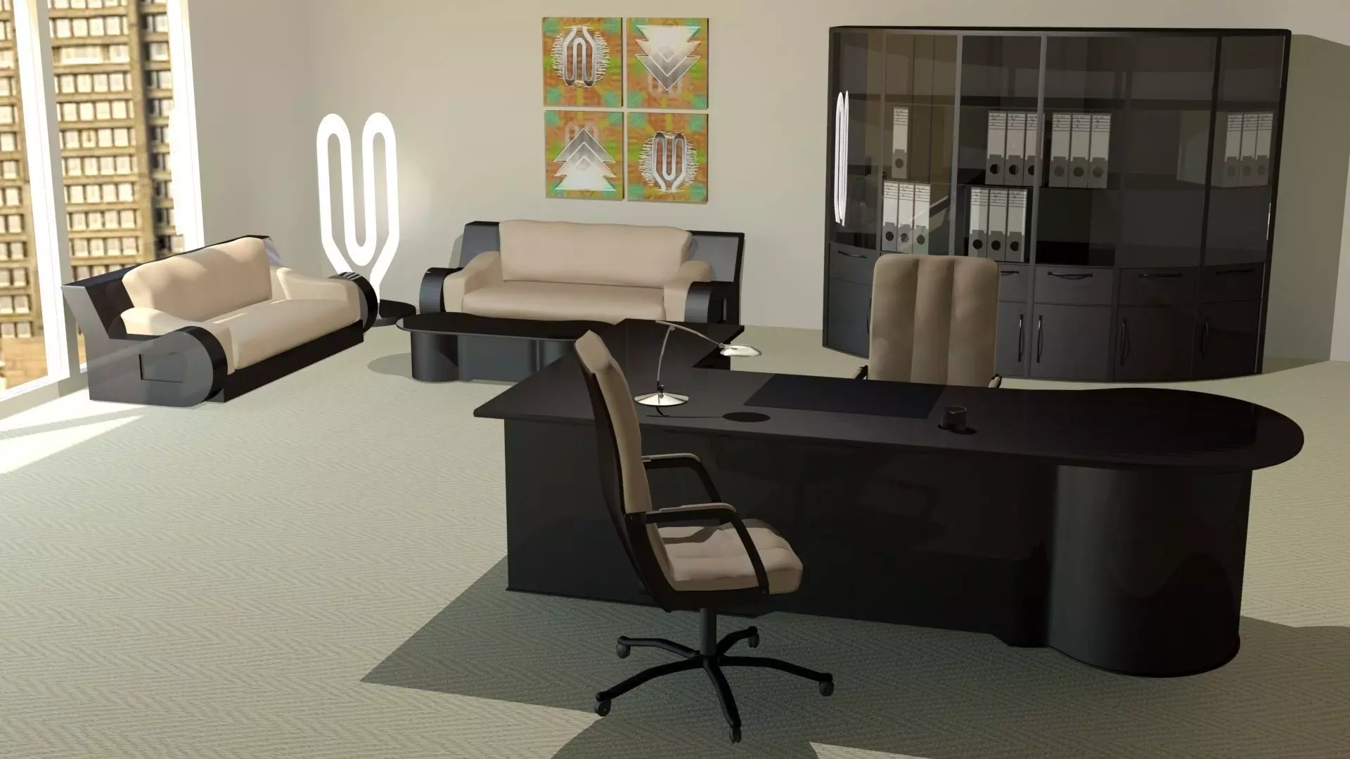 Modern Office Furniture 3D model_0