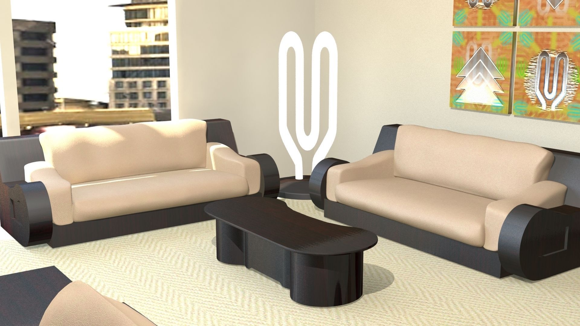 Modern Office Furniture 3D model_5