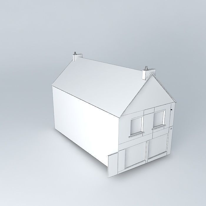 Trade and deposit building Free 3D model_4