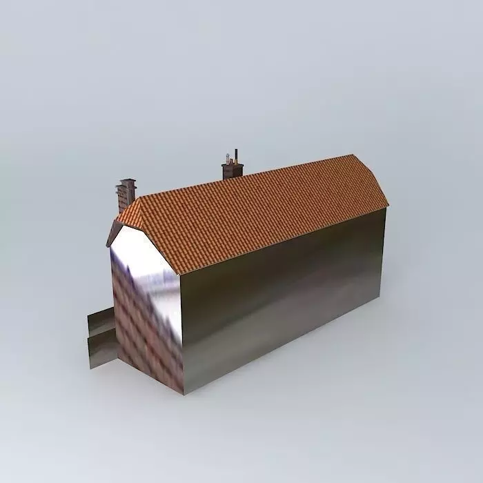 Homes metal house with roof Free 3D model_0