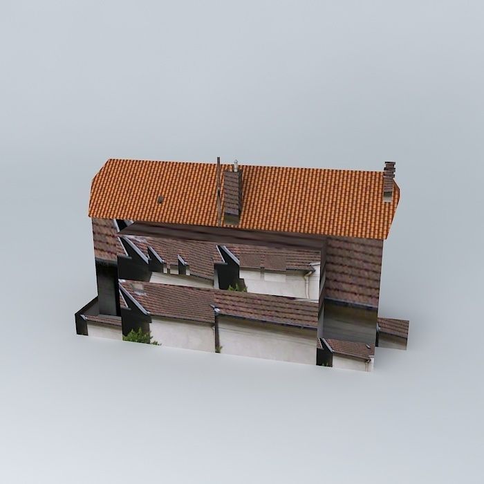 Homes metal house with roof Free 3D model_1