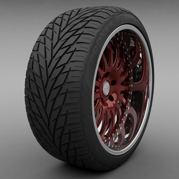 Savini Forged SV-4 Wheel and Tire 3D model_1