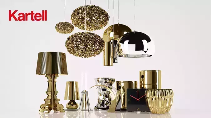 Kartell lamps and other gold objects