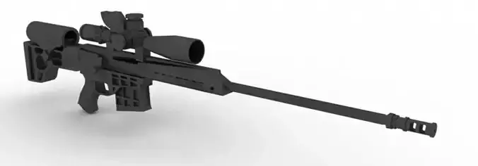 Barrett M98B 338 Sniper Rifle Low-poly 3D model