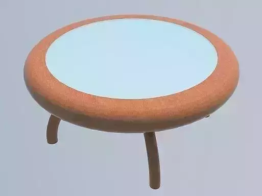 Round Wooden Cofee Table with Glass Top