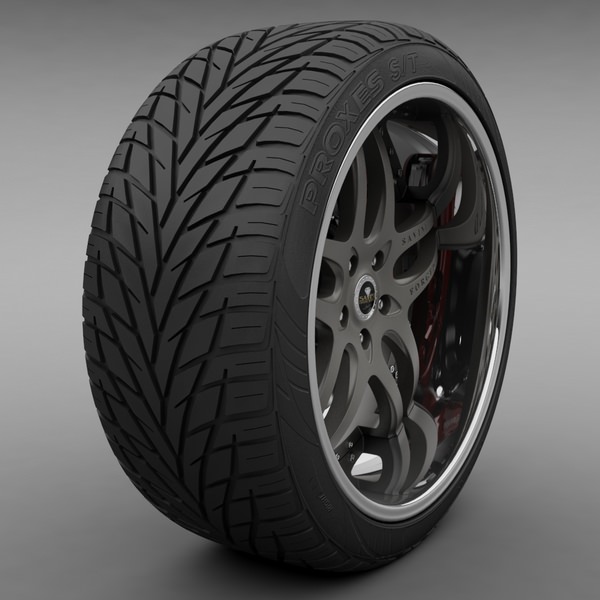 Savini Forged SV-2S Wheel and Tire 3D model_1