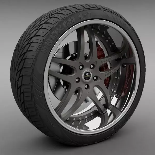 Savini Forged SV-2S Wheel and Tire 3D model_0