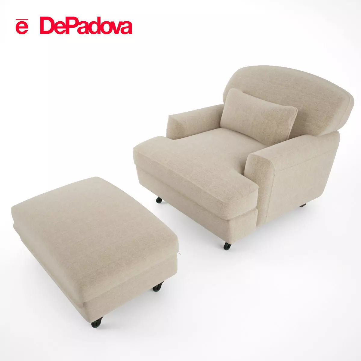 De Padova - Raffles Armchair and Ottoman 3D model