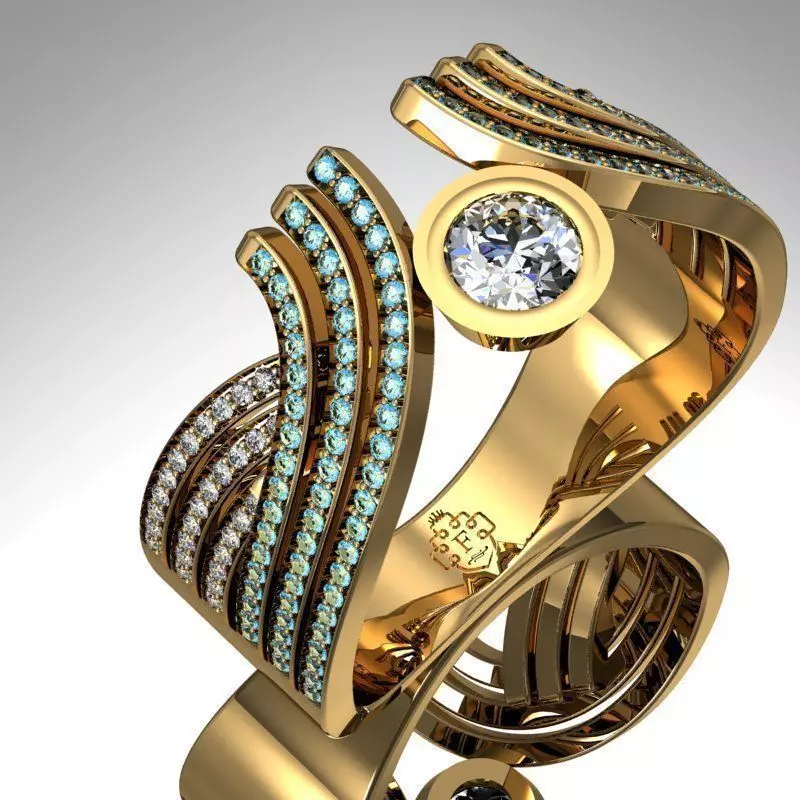 Ring for women with diamonds 3D print model_0