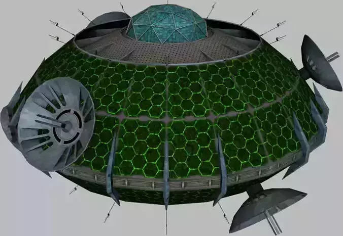 Communication Hub Satellite  Low-poly 3D model