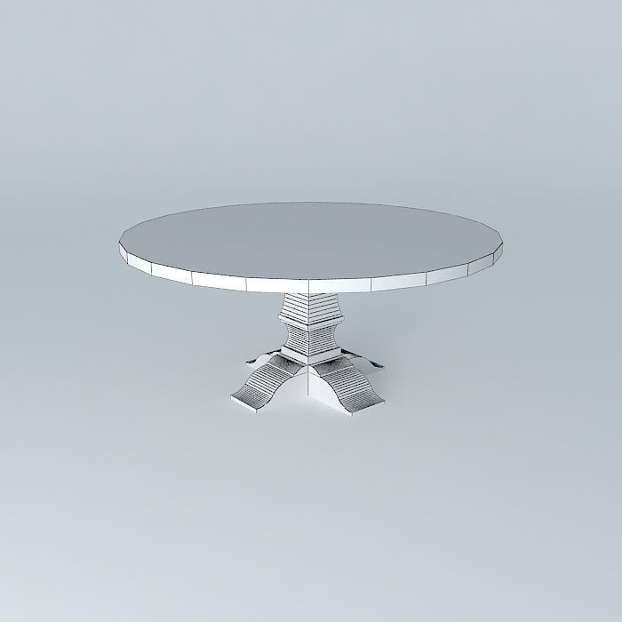 Decorated wooden dable Free 3D model_4