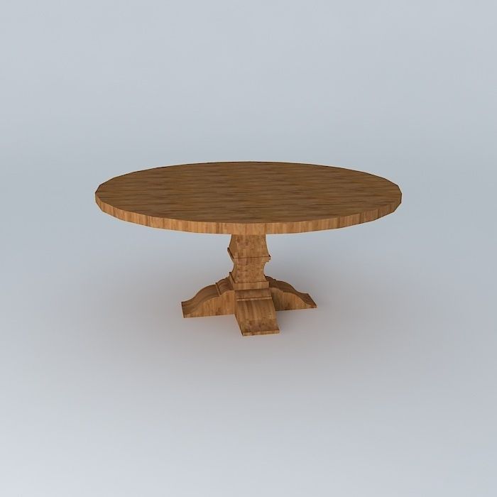 Decorated wooden dable Free 3D model_2