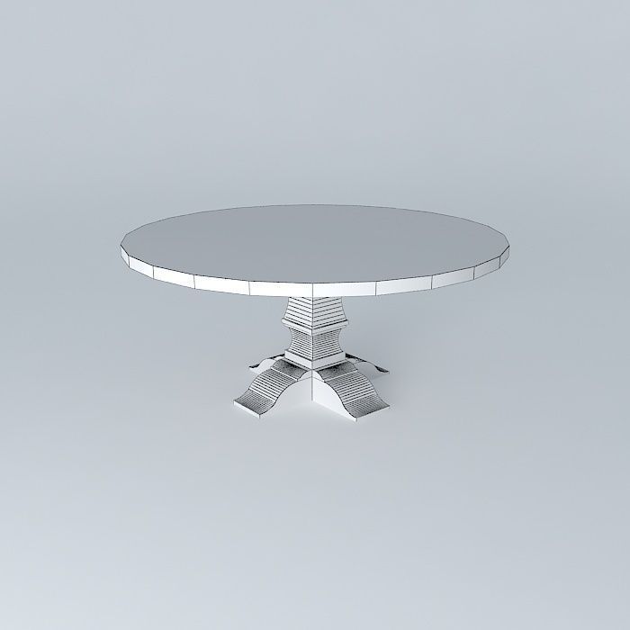 Decorated wooden dable Free 3D model_3