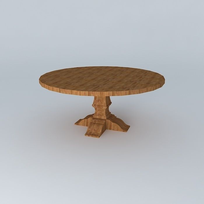 Decorated wooden dable Free 3D model_1