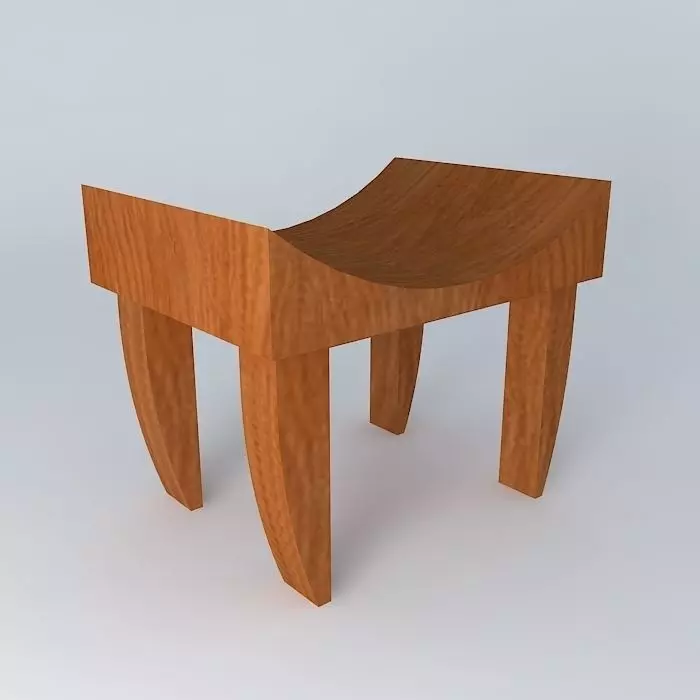 Stool wooden Free 3D model_0