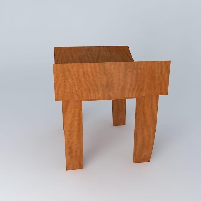 Stool wooden Free 3D model_2