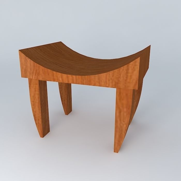 Stool wooden Free 3D model_1