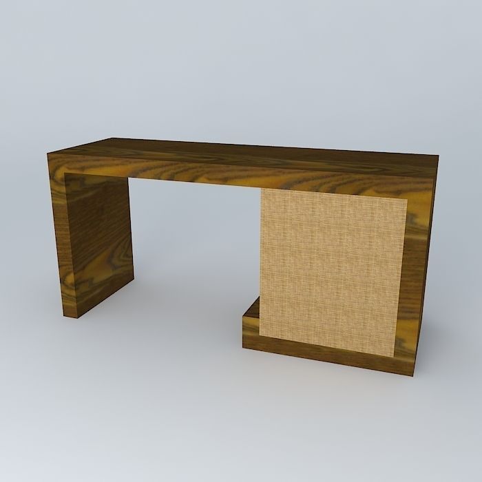 Desk office with wooden top Free 3D model_1