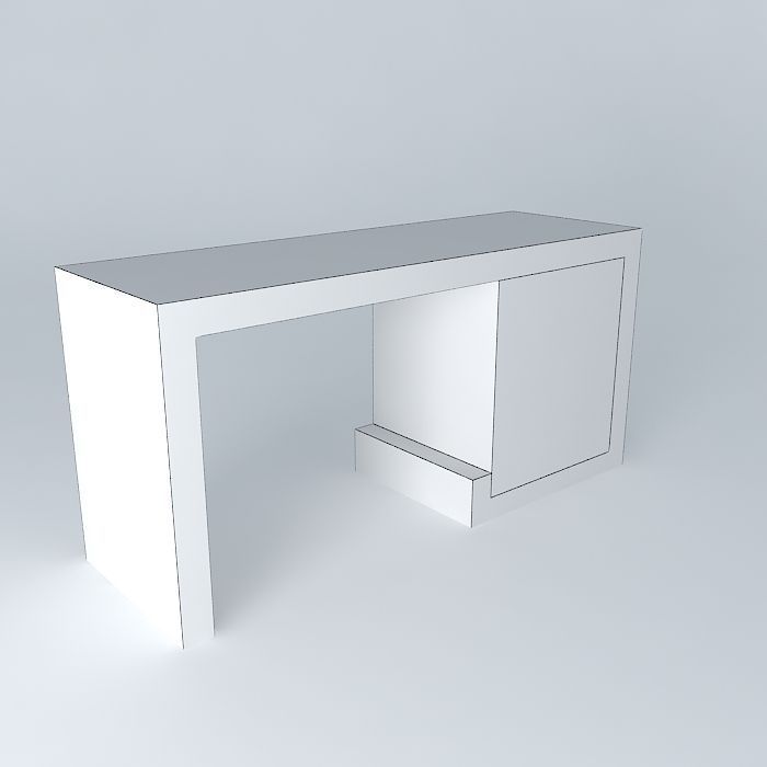 Desk office with wooden top Free 3D model_4