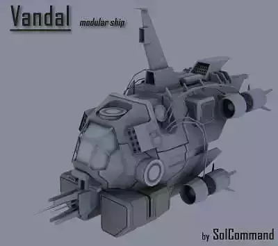 Vandal-modular ship Low-poly 3D model