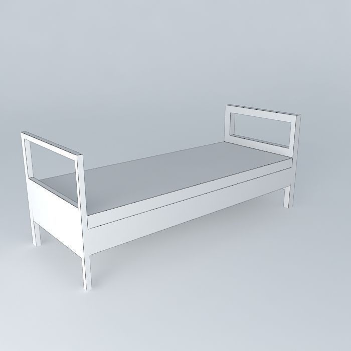 Single bed Free 3D model_4