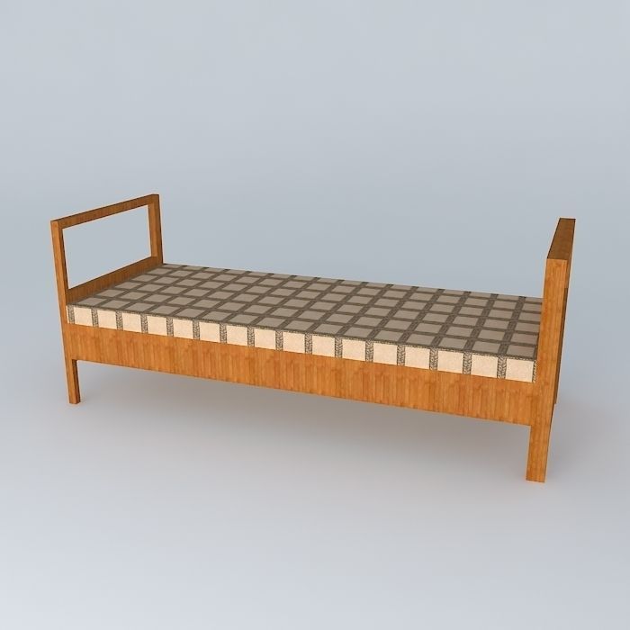Single bed Free 3D model_1