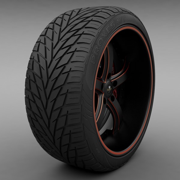 Savini Forged SV-33S Wheel and Tire 3D model_1