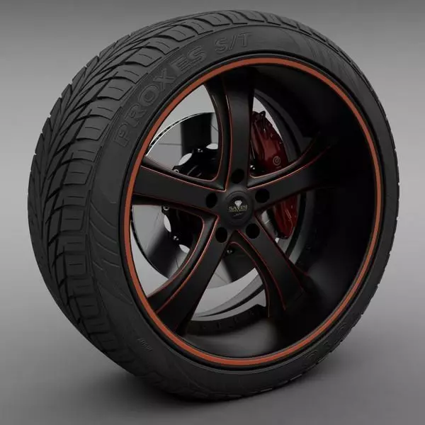 Savini Forged SV-33S Wheel and Tire 3D model_0
