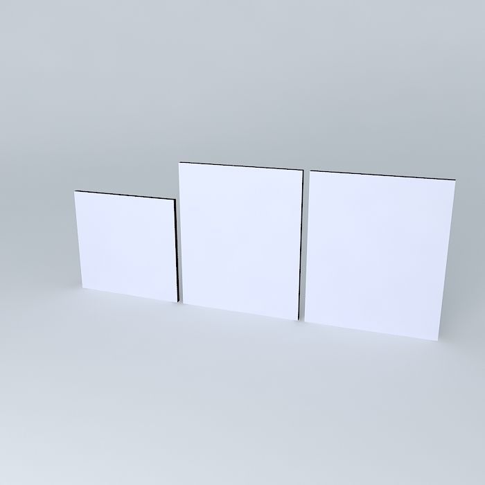 Paintings three empty frames Free 3D model_1