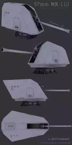 Multi purpose gun 57mm MK 110 Low-poly 3D model