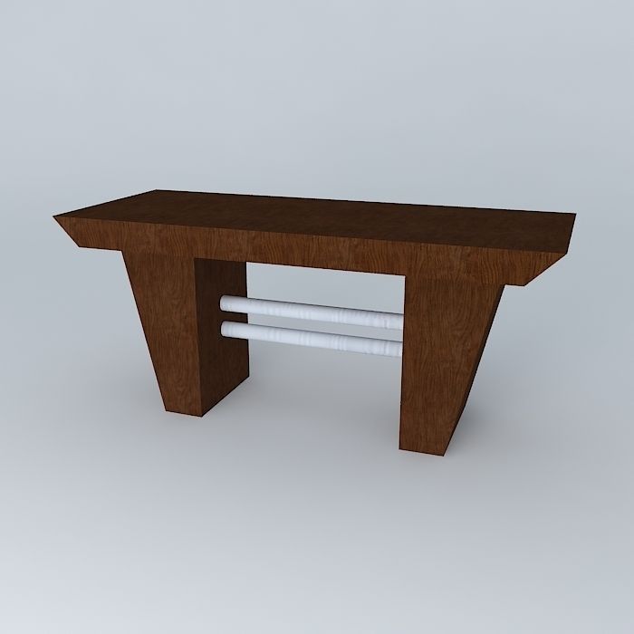 Bench wooden table Free 3D model_1