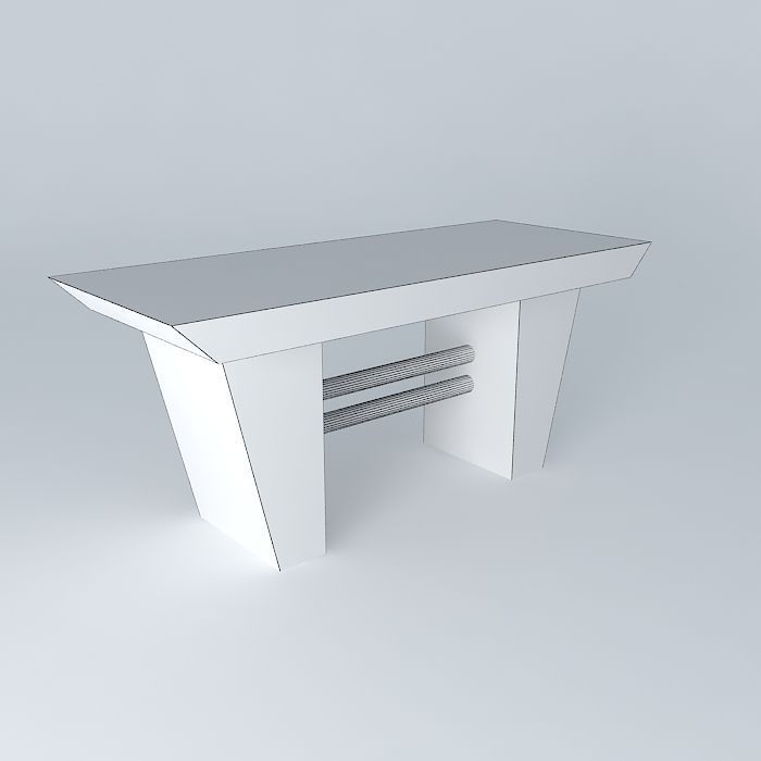 Bench wooden table Free 3D model_3