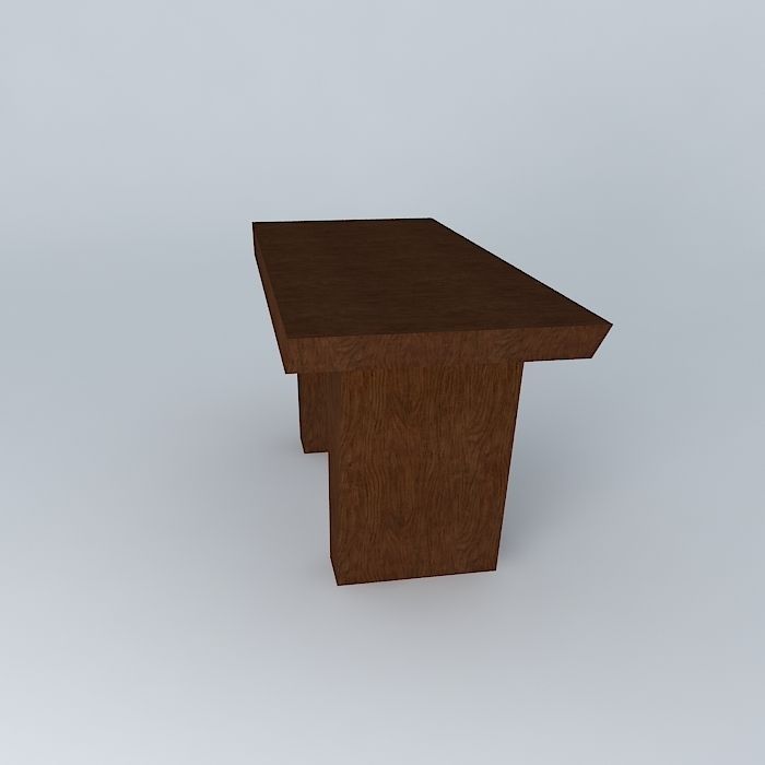 Bench wooden table Free 3D model_2