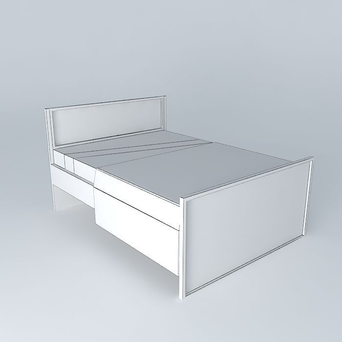 Bed with blanket Free 3D model_3