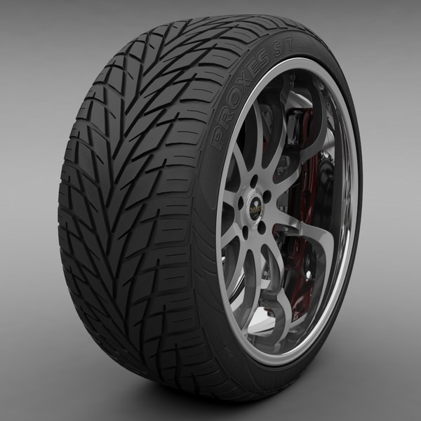 Savini Forged SV-26S Wheel and Tire 3D model_1