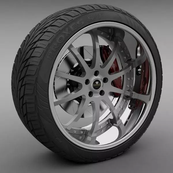 Savini Forged SV-26S Wheel and Tire 3D model_0