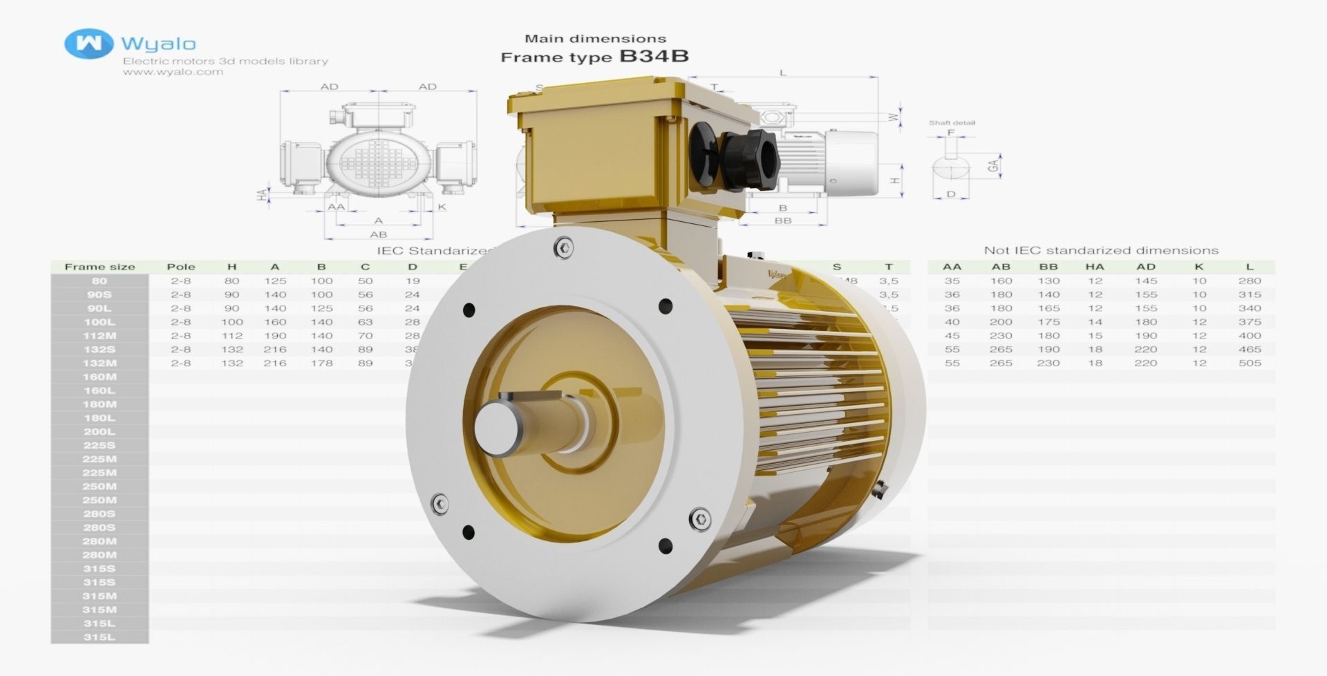42 CAD Models - Electric motors IEC B34 3D model_3