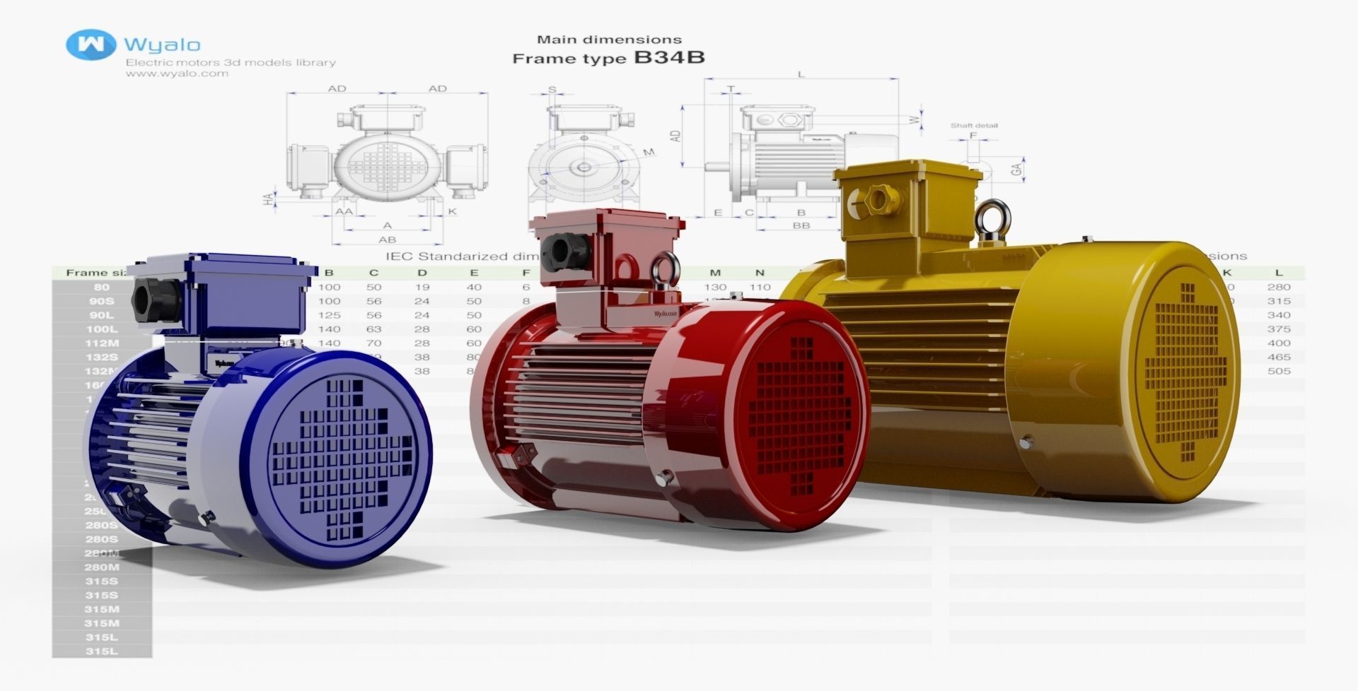 42 CAD Models - Electric motors IEC B34 3D model_2