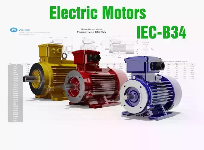 42 CAD Models - Electric motors IEC B34 3D model