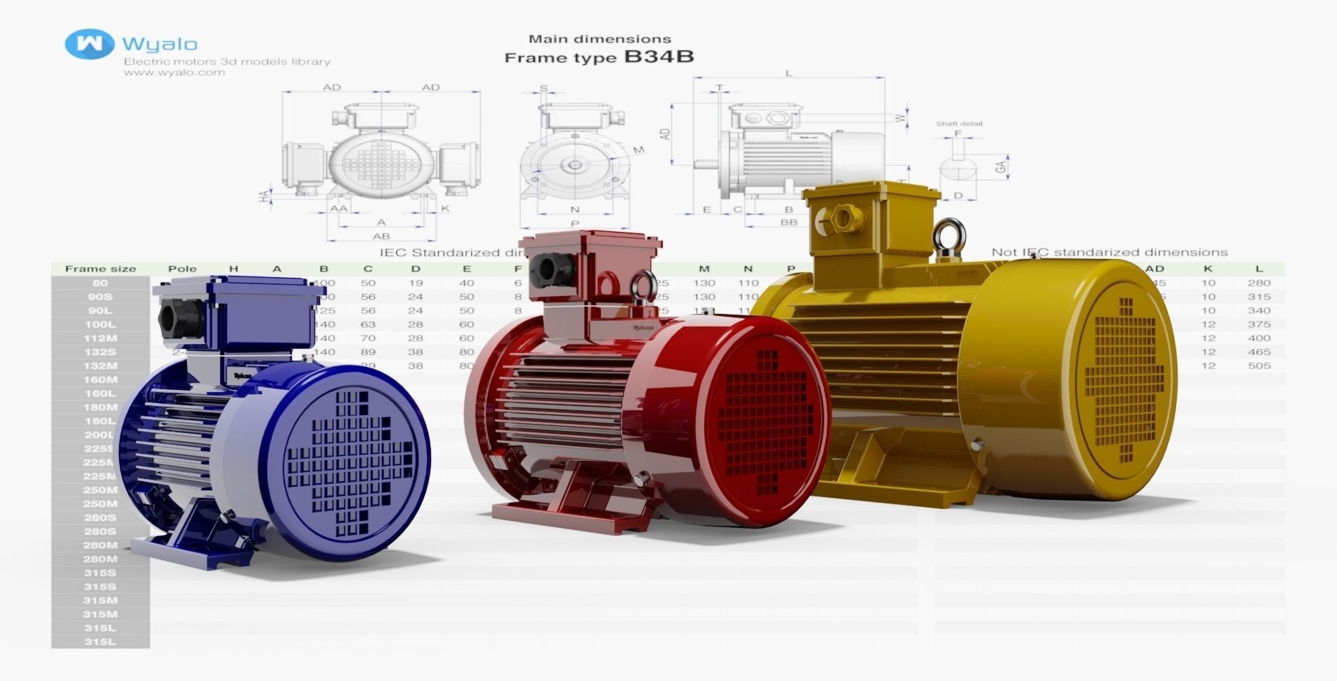 42 CAD Models - Electric motors IEC B34 3D model_6